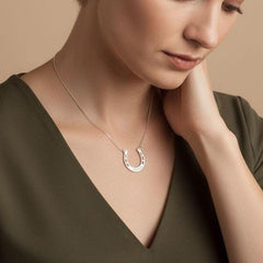 Custom Name Lucky Charm, Personalized Horseshoe Necklace, Silver S925 or Plated Jewelry Gift for Her, Good Luck Friendship Necklace
