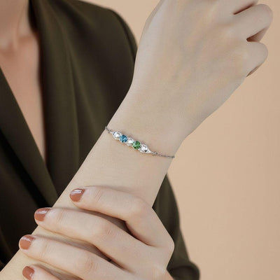 Personalized Birthstone Pea Pod Bracelet, Custom Family Jewelry, Mother’s Day Gift, Silver Gold Adjustable Bracelet