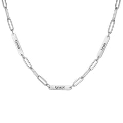 Personalized Paperclip Chain Name Necklace • Custom Engraved Bar Necklace • Minimalist Chain Jewelry Gift for Mom • Valentine’s Day Necklace