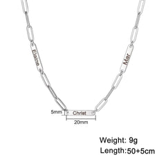 Personalized Paperclip Chain Name Necklace • Custom Engraved Bar Necklace • Minimalist Chain Jewelry Gift for Mom • Valentine’s Day Necklace