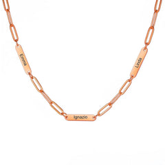 Personalized Paperclip Chain Name Necklace • Custom Engraved Bar Necklace • Minimalist Chain Jewelry Gift for Mom • Valentine’s Day Necklace