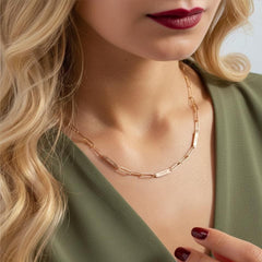 Personalized Paperclip Chain Name Necklace • Custom Engraved Bar Necklace • Minimalist Chain Jewelry Gift for Mom • Valentine’s Day Necklace