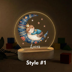 Personalized Baby Dinosaur Night Light • Custom Name Moon Lamp for Kids • Sleeping Dino Nursery Light • Baby Boy Gift • Birthday Night Lamp