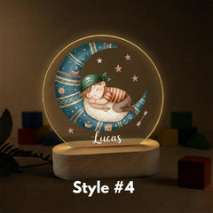 Personalized Baby Dinosaur Night Light • Custom Name Moon Lamp for Kids • Sleeping Dino Nursery Light • Baby Boy Gift • Birthday Night Lamp