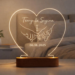 Custom Heart LED Night Lamp, Personalized Name Light for Couples, Romantic Bedroom Decor Wedding Anniversary Gift