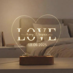Custom Heart LED Night Lamp, Personalized Name Light for Couples, Romantic Bedroom Decor Wedding Anniversary Gift