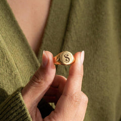 Personalized Initial Signet Ring, Custom Engraved Stainless Steel Ring, Gold Silver Statement Ring, Valentine Gift for Him Her