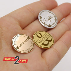 Custom Decision Coin, Stainless Steel Flip Coin, Silver Gold Rose Gold, Personalized Couples Valentines Gift, Engraved Decision Maker Token