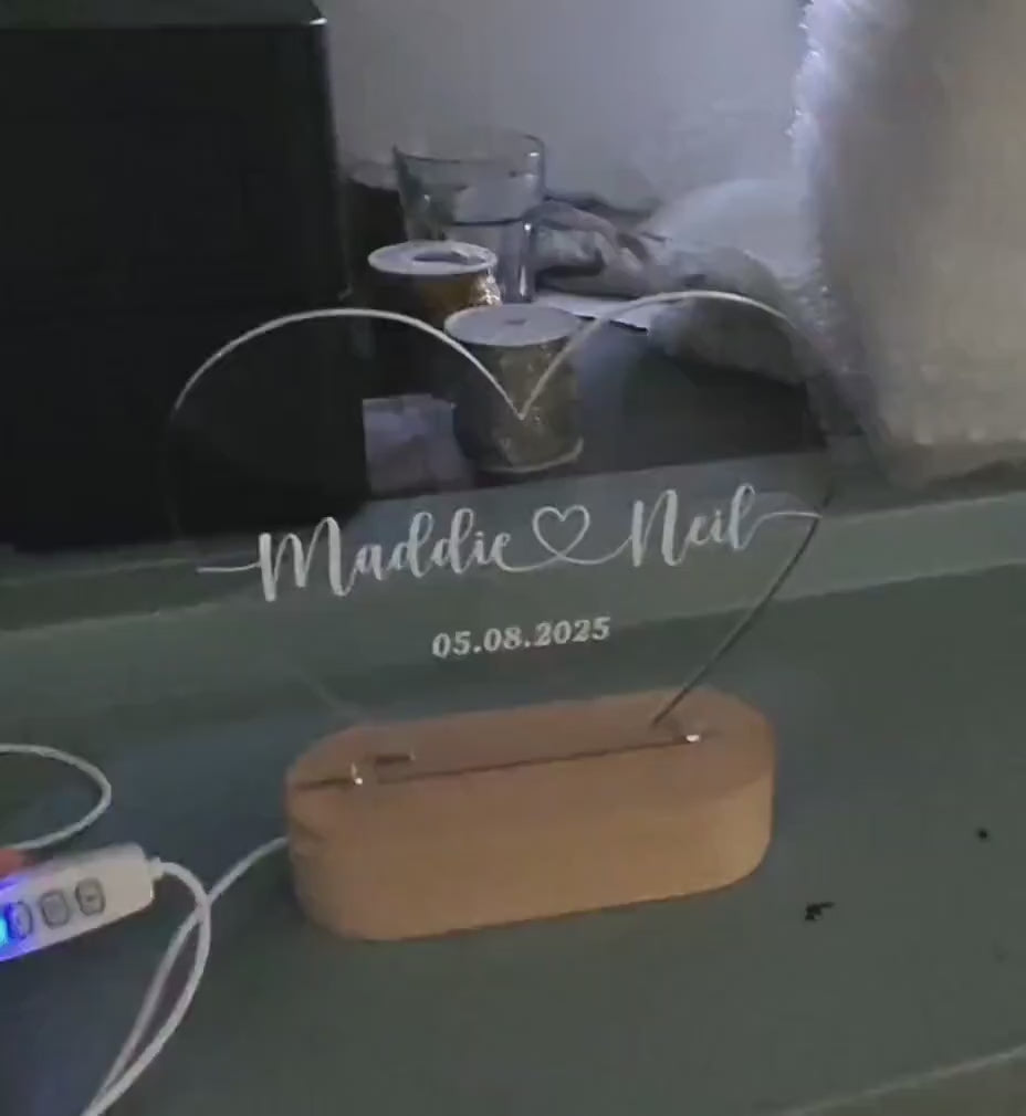 Custom Heart LED Night Lamp, Personalized Name Light for Couples, Romantic Bedroom Decor Wedding Anniversary Gift