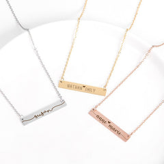 Bar Necklace Personalized, Heart Silver Gold Rose Gold Plated 304 Stainless Steel Dainty Bar Necklace in Minimalist Style