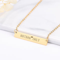 Bar Necklace Personalized, Heart Silver Gold Rose Gold Plated 304 Stainless Steel Dainty Bar Necklace in Minimalist Style