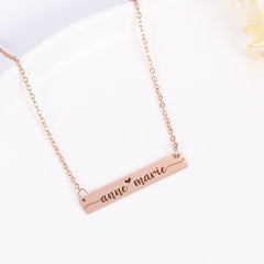 Bar Necklace Personalized, Heart Silver Gold Rose Gold Plated 304 Stainless Steel Dainty Bar Necklace in Minimalist Style