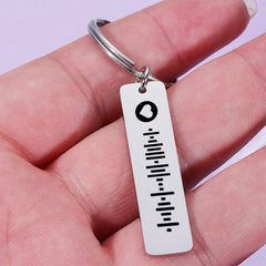 Personalized Music Code Keychain, Custom Metal Keychain, Birthday Gift, Girlfriend Gift, Anniversary Gift, Music Code Keychain Gift