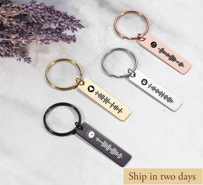 Personalized Music Code Keychain, Custom Metal Keychain, Birthday Gift, Girlfriend Gift, Anniversary Gift, Music Code Keychain Gift