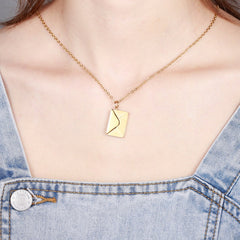 Custom Envelop Necklace, Personalised Locket Letter Pendant, Secret Message Engraving Gift for Woman, Anniversary, Birthday