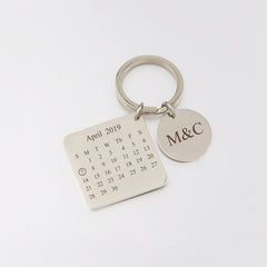 Personalised Calendar Keychain, Custom Metal Keychain, Birthday Gift, Girlfriend Boyfriend Gift, Anniversary Birthday Gift, Couple Gift
