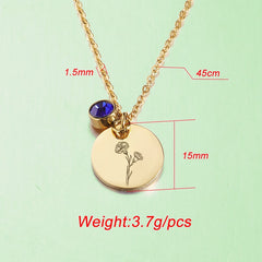 Personalized Birth Flower Necklace with Birthstone - Minimalist Jewelry Gift for Birthday, Anniversary, Mother's Day, Girlfriend