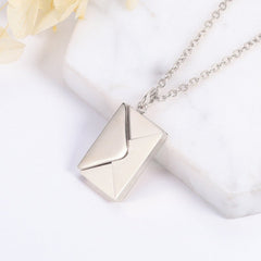 Custom Envelop Necklace, Personalised Locket Letter Pendant, Secret Message Engraving Gift for Woman, Anniversary, Birthday