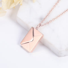 Custom Envelop Necklace, Personalised Locket Letter Pendant, Secret Message Engraving Gift for Woman, Anniversary, Birthday